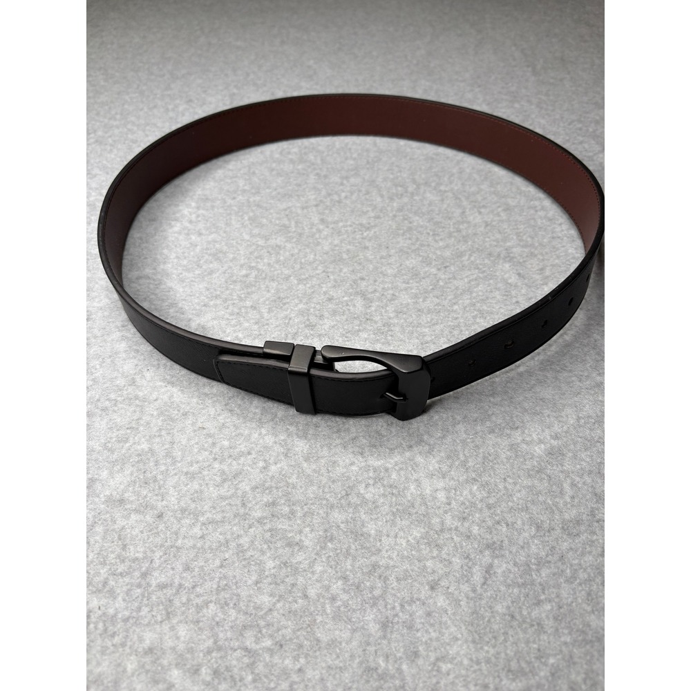 Guess Mens Reversible Belt Black Brown Matte Buckle 34-36 11GO02XZ14